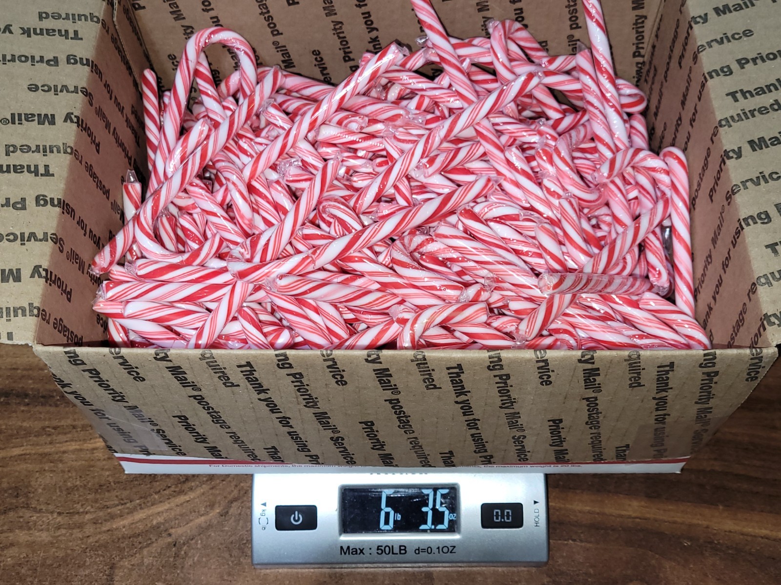 175 Full-Size Peppermint Candy Canes, Red & White, Individually Wrapped - NEW