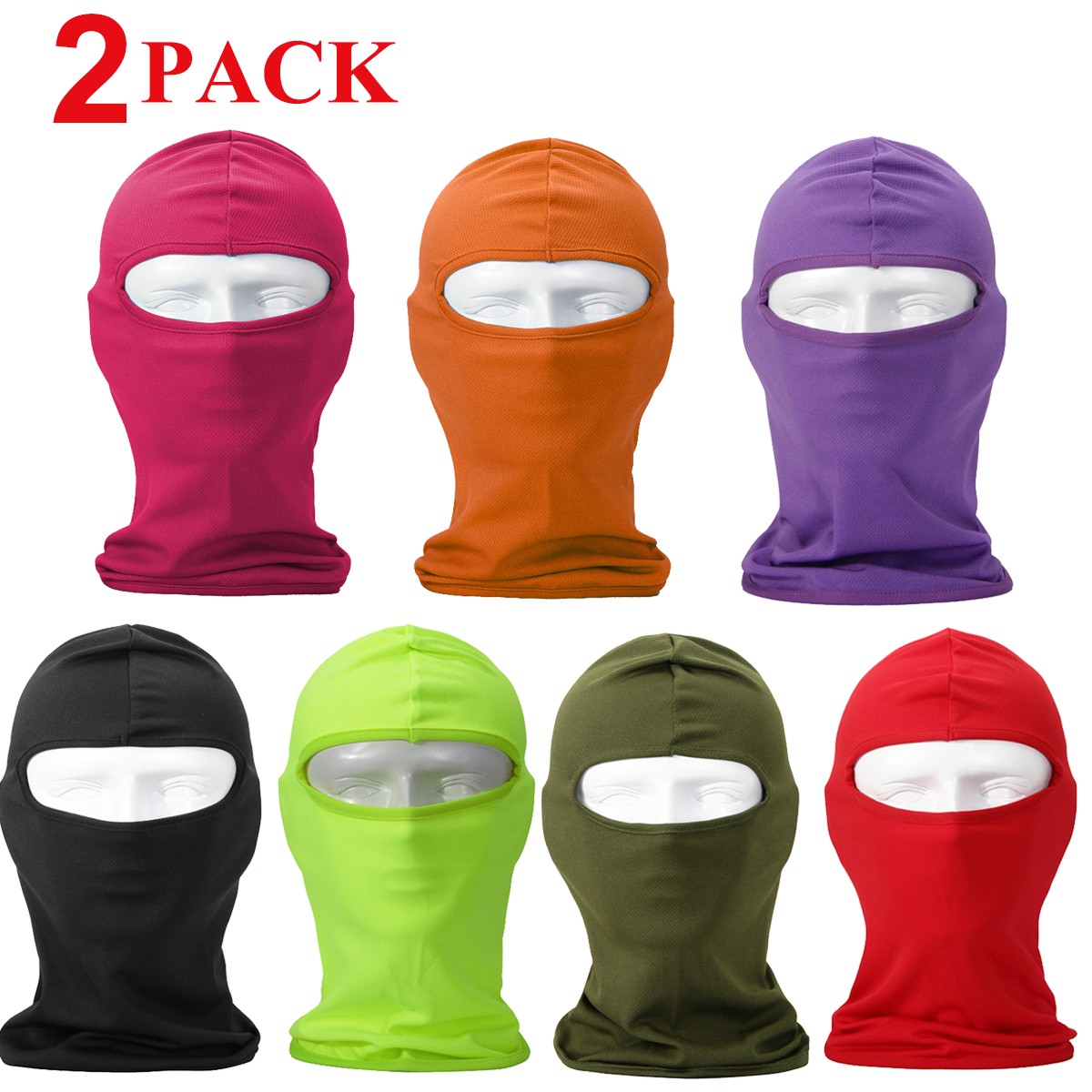 2 Pcs Summer Balaclava Face Mask Cooling Neck Gaiter Headwear for Fishing Hiking
