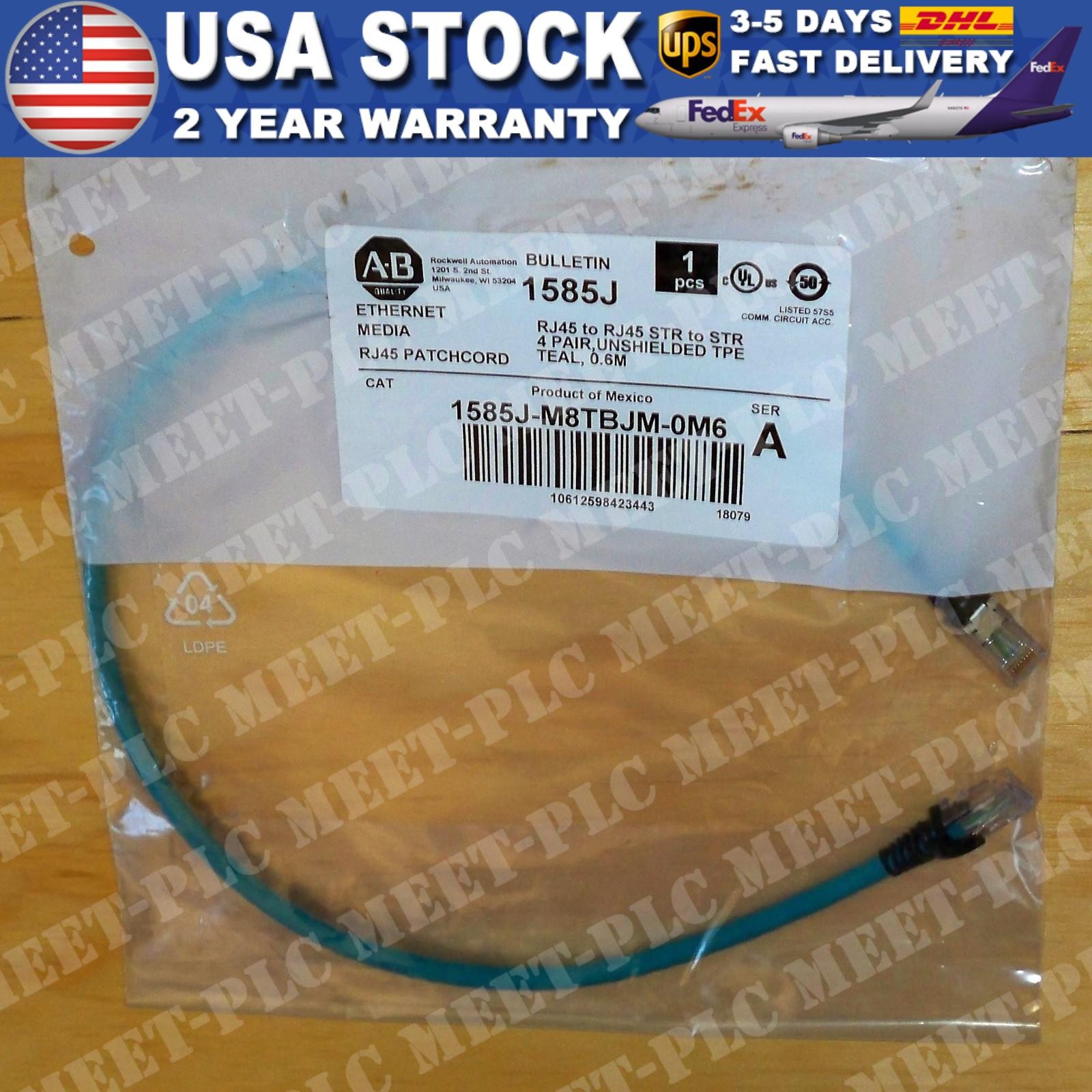 Allen-Bradley RJ45 to RJ45 EtherNet Patchcord 1585J-M8TBJM-0M6 NEW US Free Tax