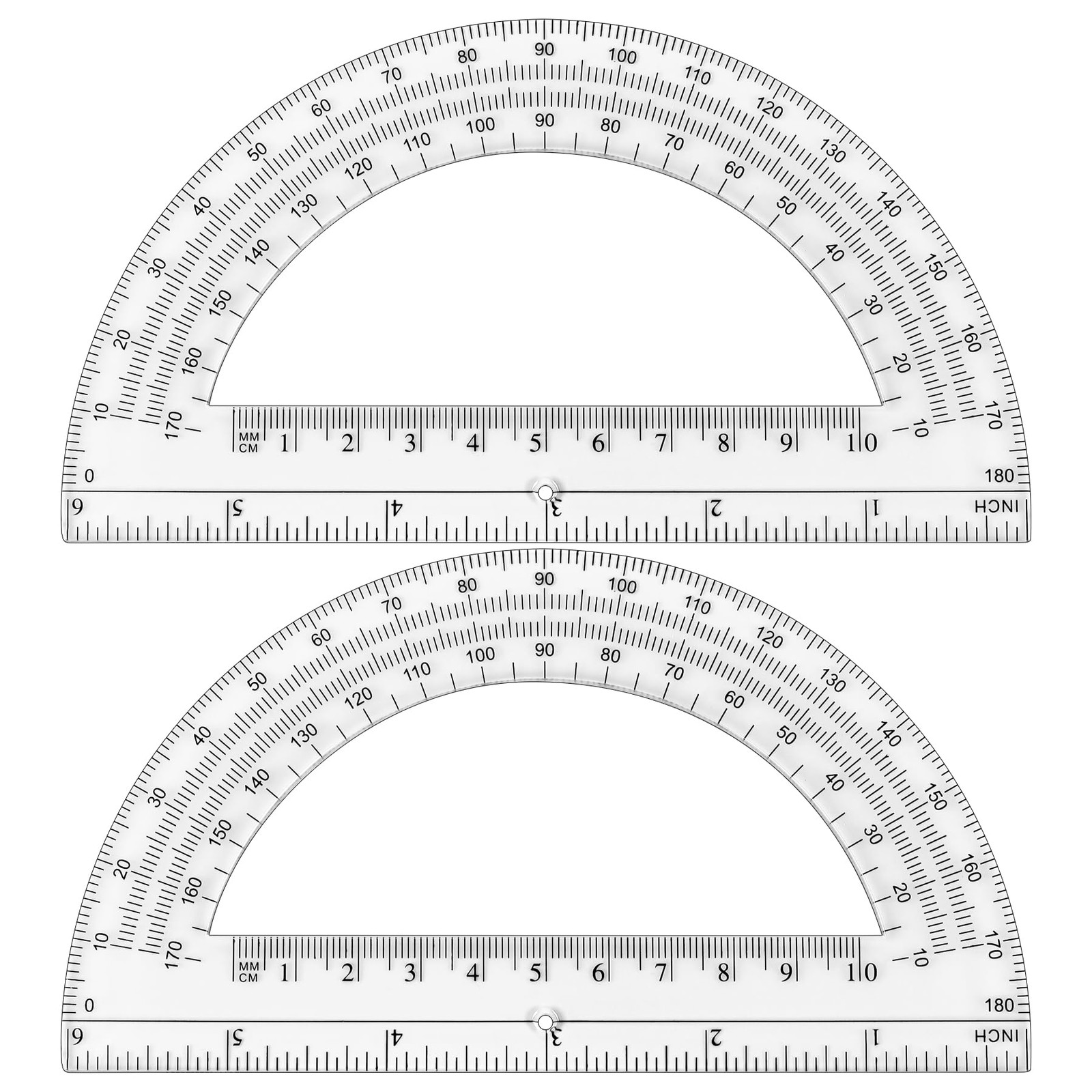 Unjoo Plastic Protractor Math Protractors 180 Degrees for Geometry Classroom ...