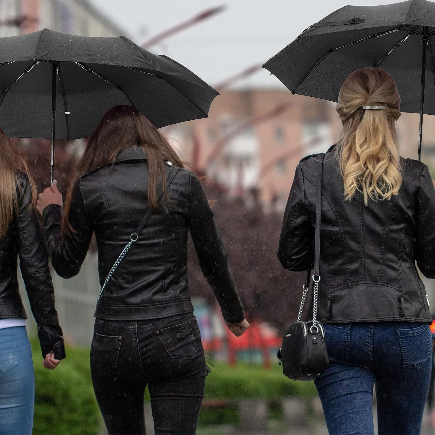 LEIFIDE 10 Pack Collapsible Wedding Umbrellas Bulk Compact Set Black