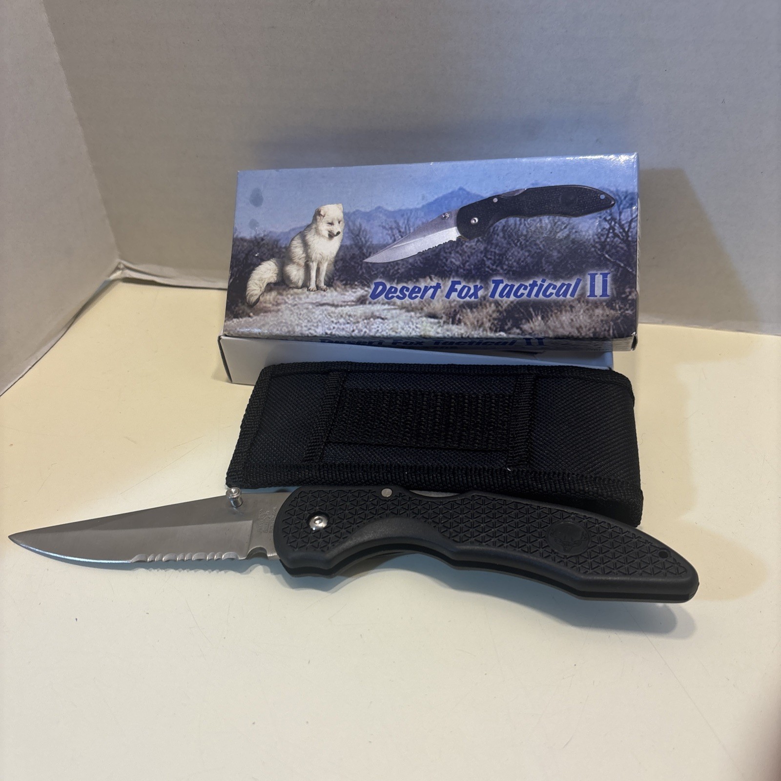 Frost Cutlery Desert Fox Tactical II Folding Hunting Knife 15-370B New with Case