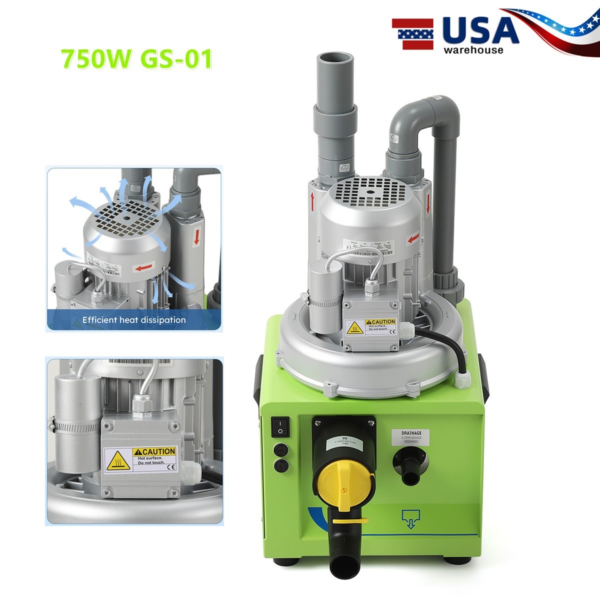 750W Dental Electric Suction Machine Vacuum System 300L/min Semi-Dry Type
