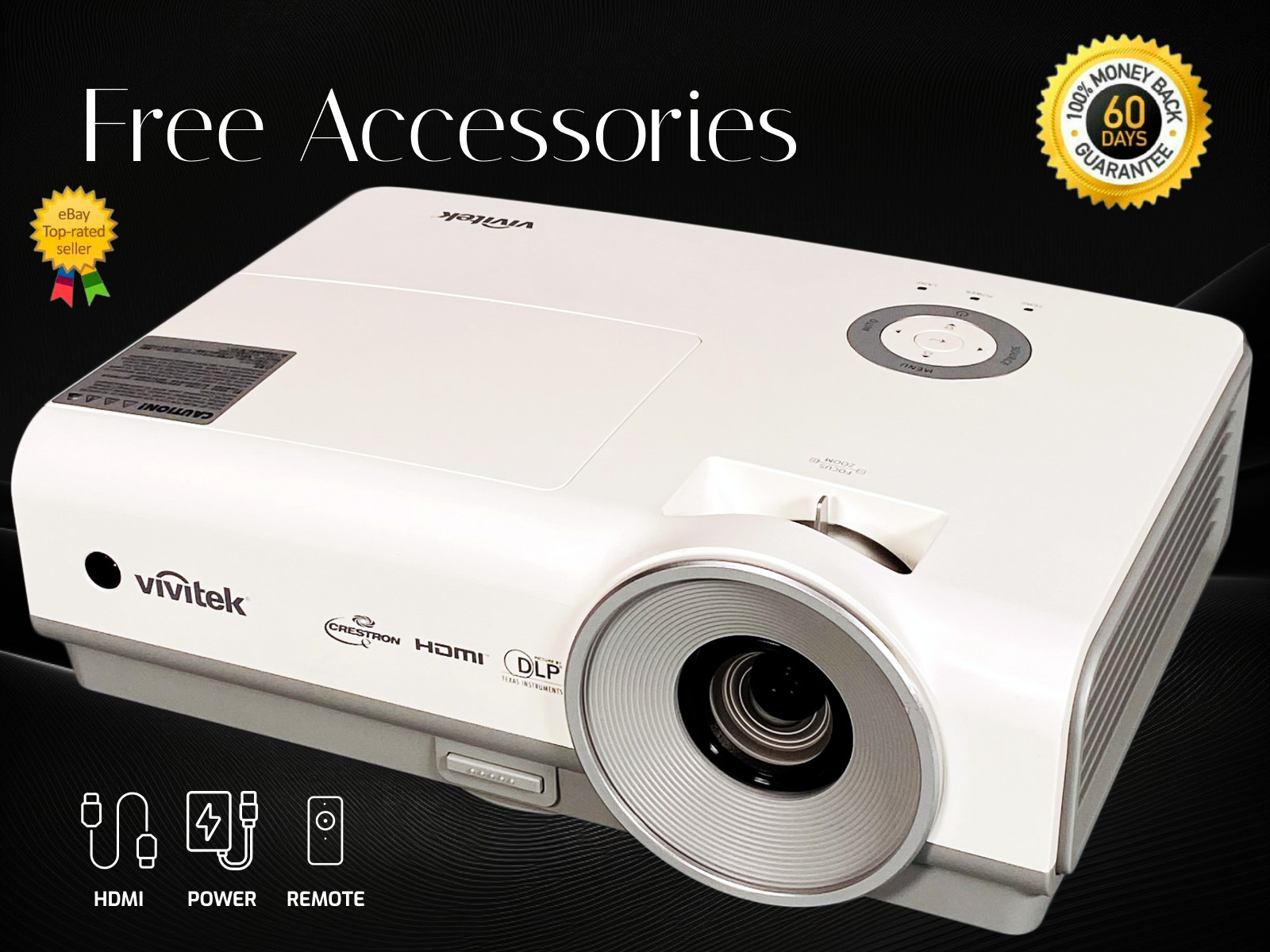 3600 ANSI Lumens DLP Projector HD 4k for Home Theater Cinema Games w/Remote