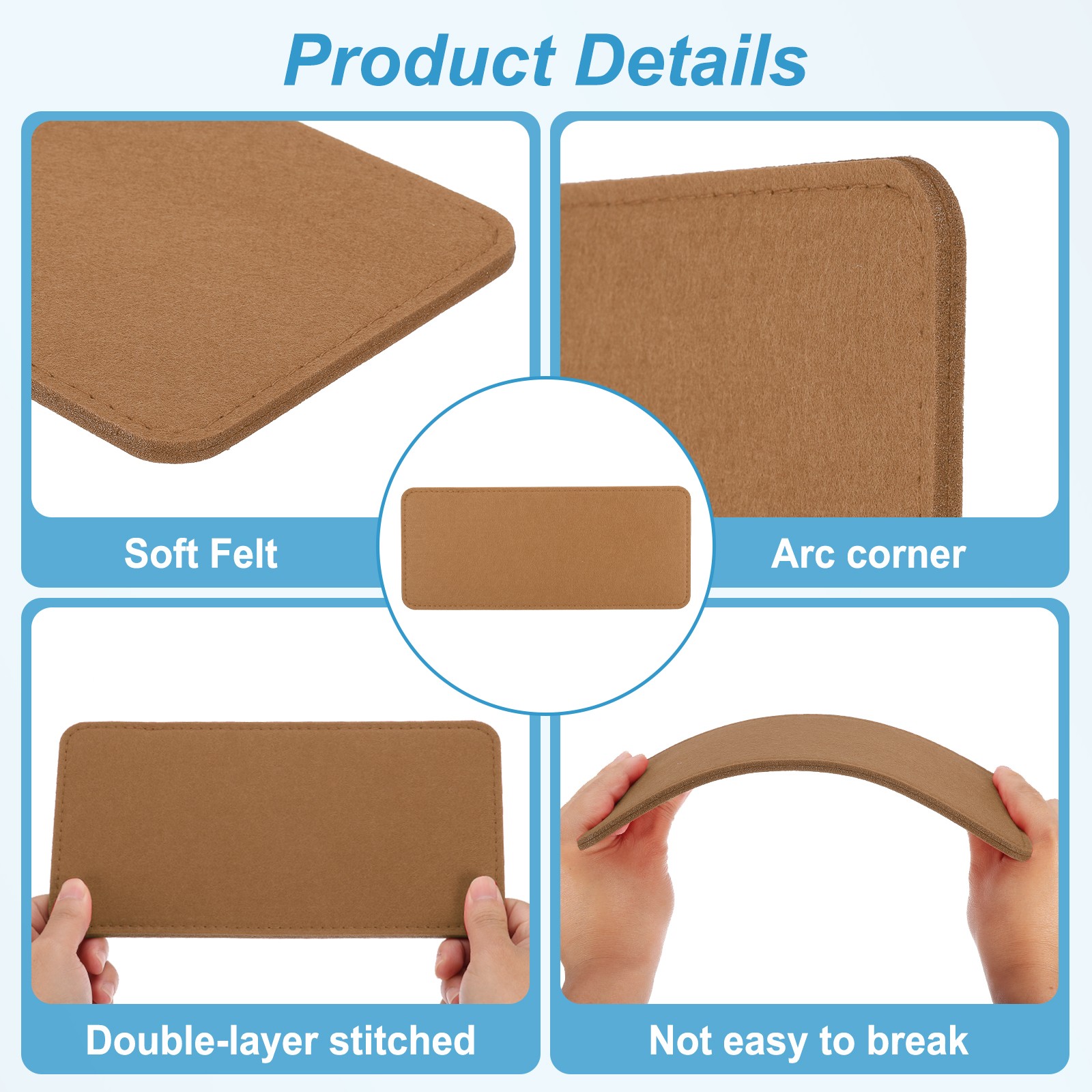 12''×5'' Felt Bag Base Shaper, 2pcs Bag Bottom Organizer Rectangle, Brown