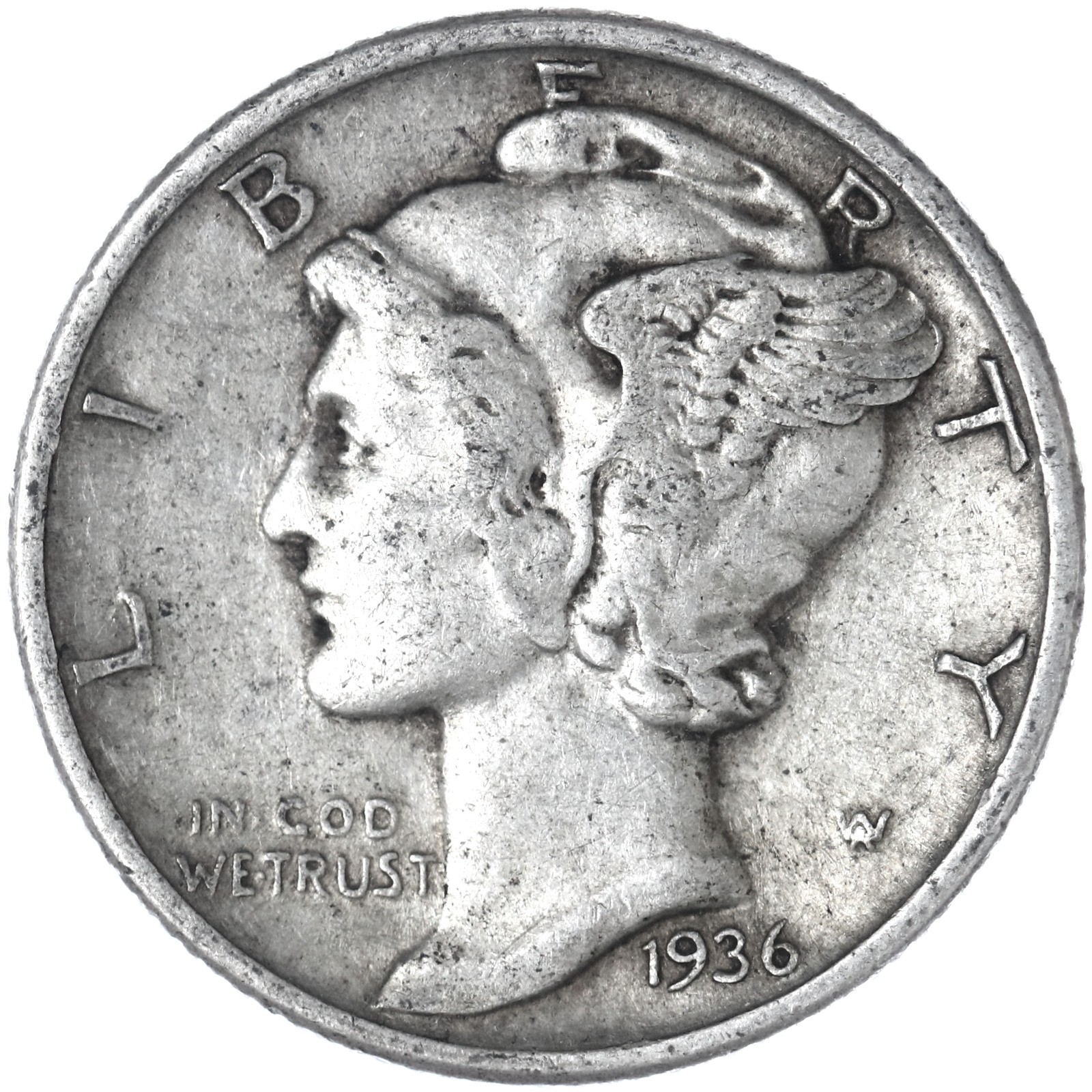 1936 (P) Mercury Dime 90% Silver Extra Fine XF