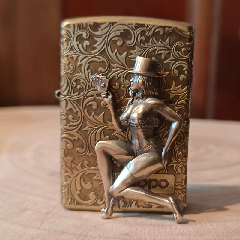 Solid Brass Full Engraved Beauty 3D Relief Pattern Craft No Lighter