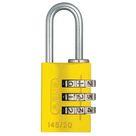 Abus 145/20 Yellow Combination Padlock, 1 1/8In, Rectgle, Yelw
