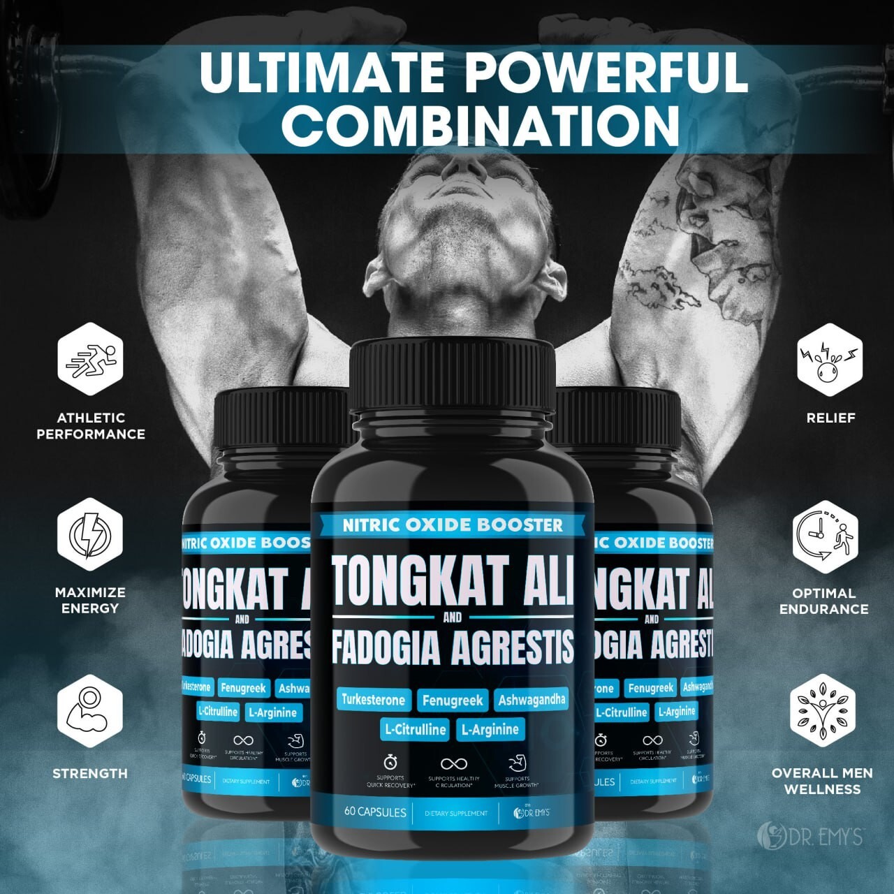 (5 Pack) Testosterone Supplement Booster Capsules Blood Flow Nitric Oxide