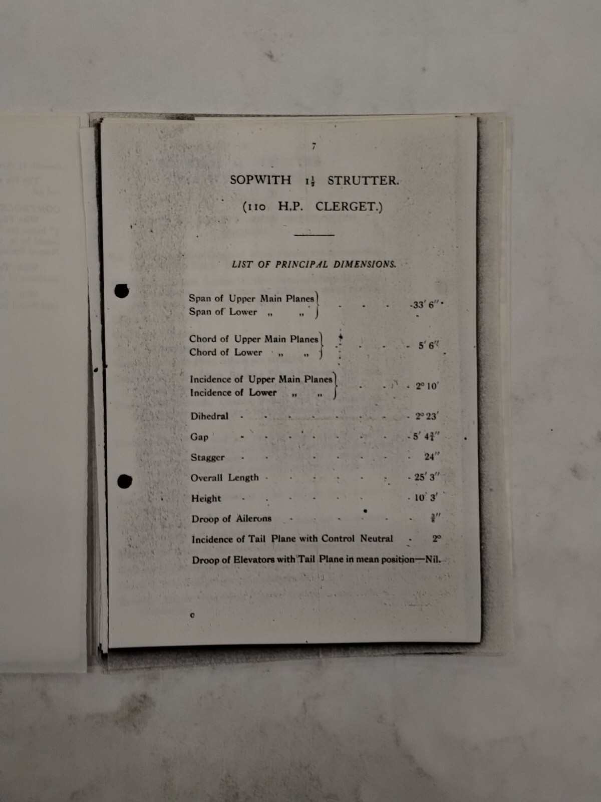 Sopwith 1 1/2 Strutter (110 H.P. Clerget) Rigging Notes-Copy