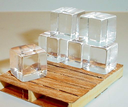 Block Ice Miniatures (6) 3/8 Inch Cubes 1/24 Scale G Scl Diorama Accessory Items