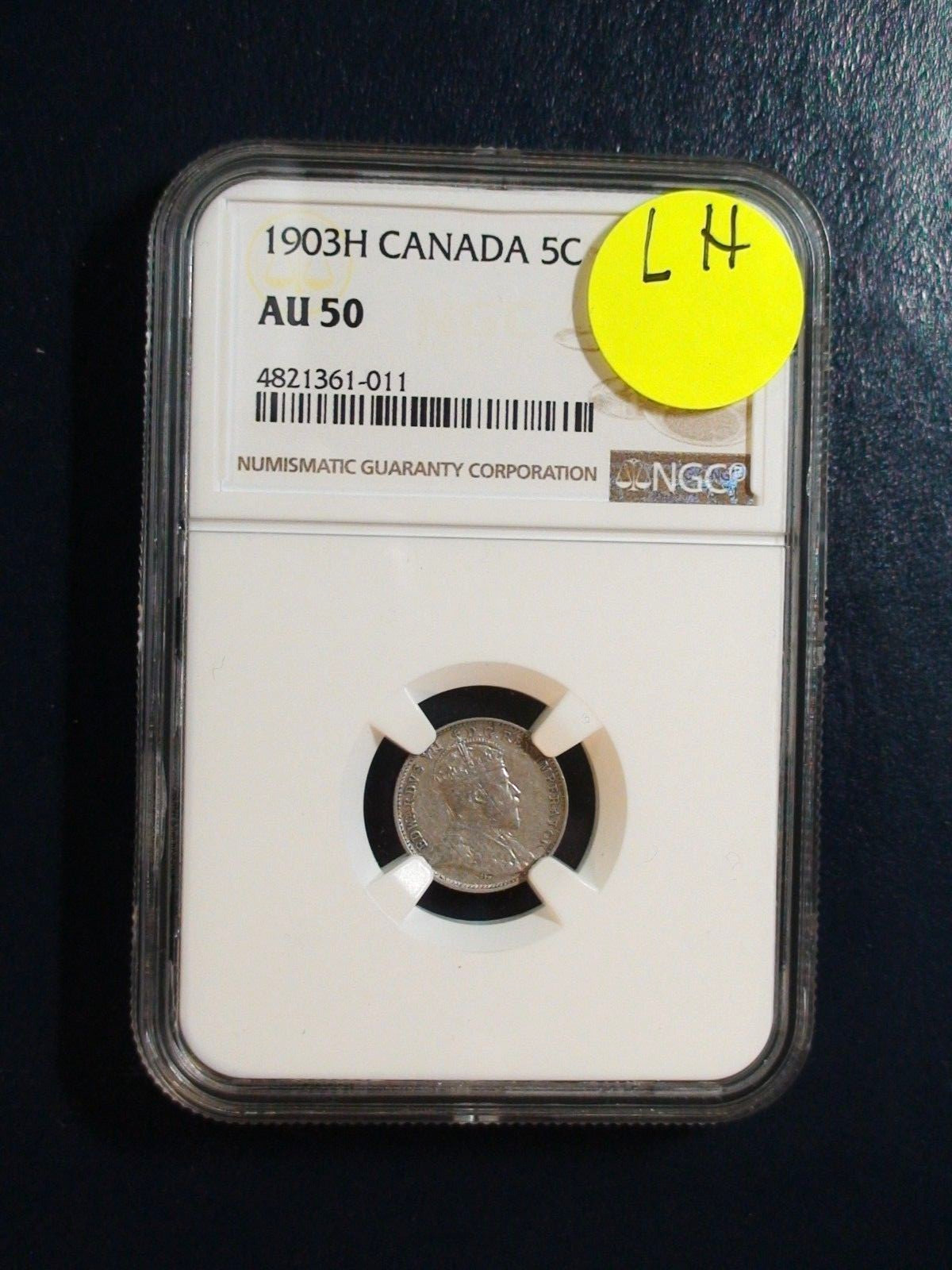 1903H Canada Five Cents NGC AU50 LH BETTER DATE SILVER 5C Coin BUY IT NOW!