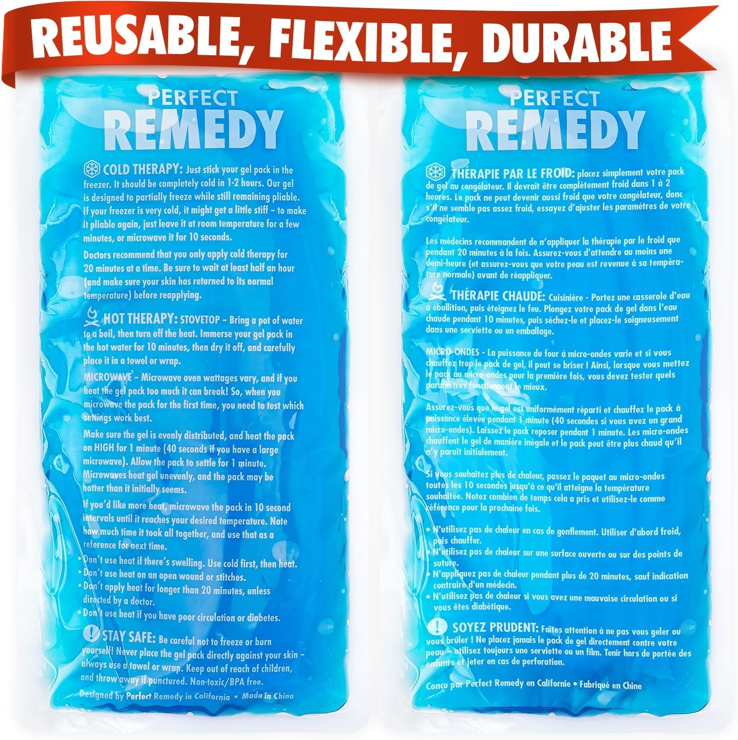 Reusable 2-Pack Gel Ice Packs for Injuries Hot & Cold Pack Fast Relief & Recover