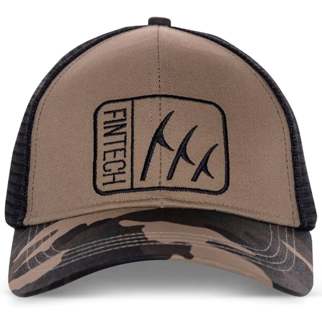 Fintech Logo Camo Snapback Hat - Dune