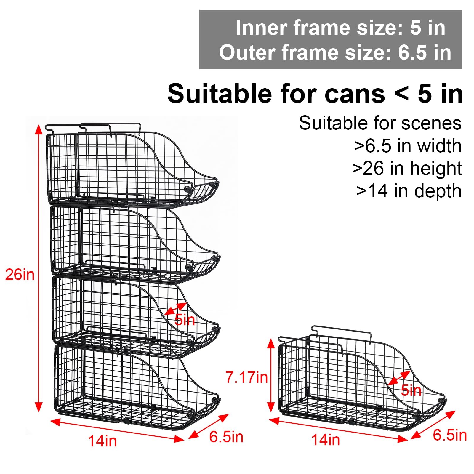 4-Pack Stackable Canned Food Organizer with Handles for Kitchen, Soda Can Org...