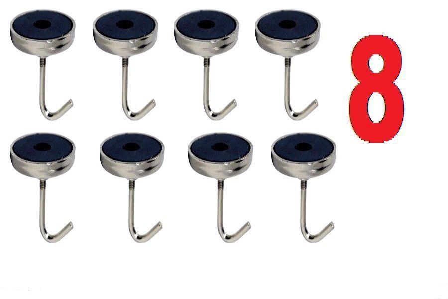 8 Piece Pack Rust Proof Zinc Plated Heavy Duty Magnetic Hook Key Storage Set