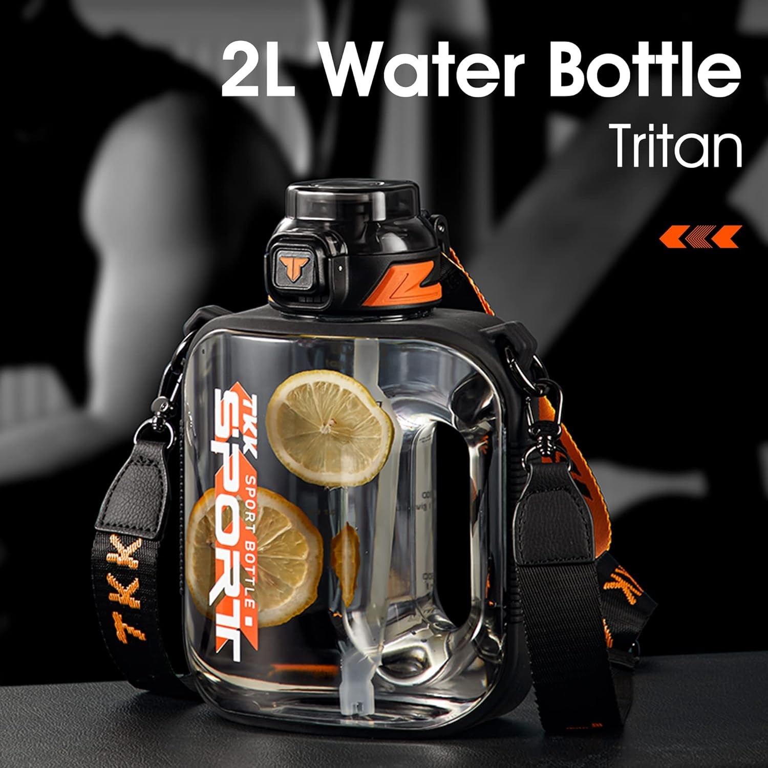 Half Gallon Water Bottle Jug with Straw, Large Capacity Plastic Water Bottle