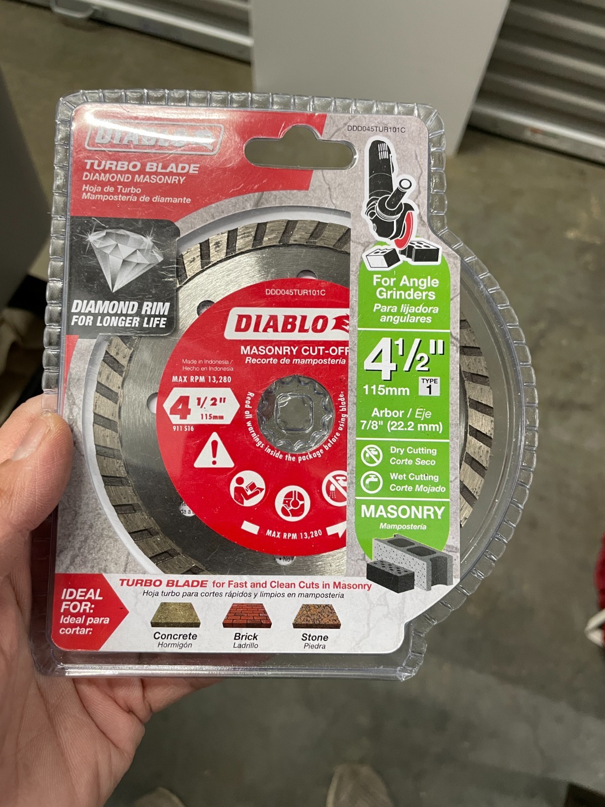 Diablo Turbo Blade Diamond Masonry 4 1/2" for Angle Grinders DDD045TUR101C