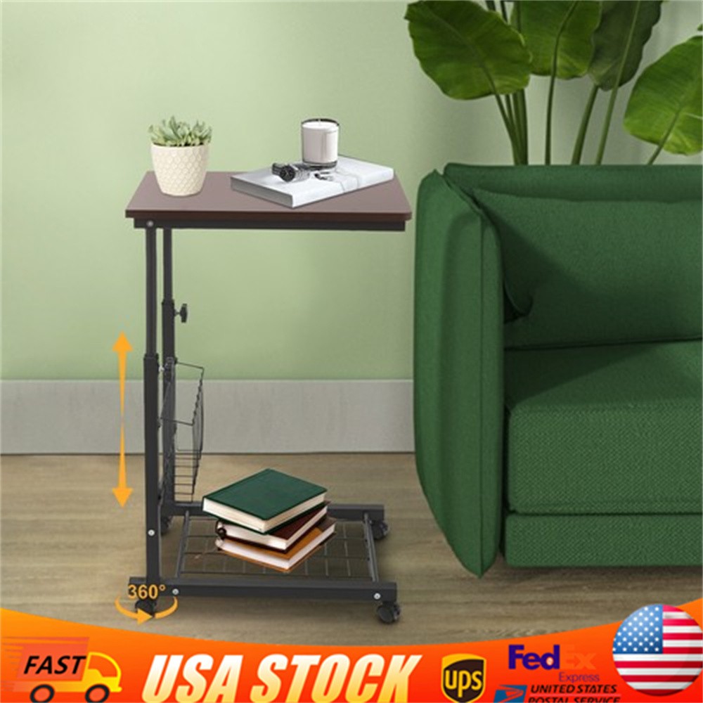 Adjustable Bed Side Table, Side Table with Wheels, Mobile Standalone Table
