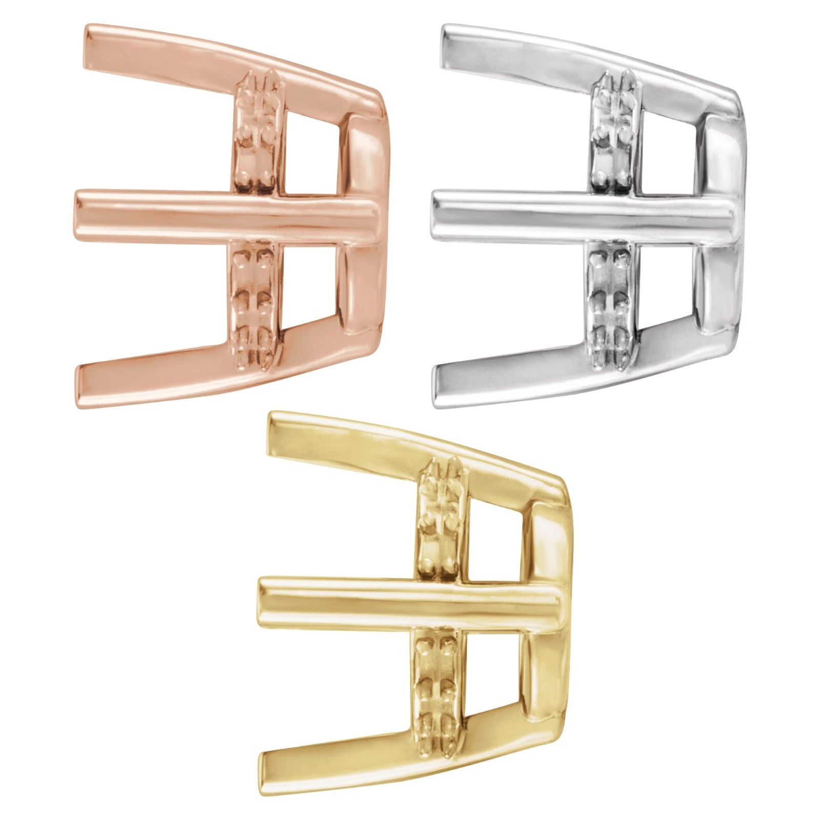 Gold, Platinum, Silver 7 mm Round 4-Prong Hidden Halo-Style Earring Setting