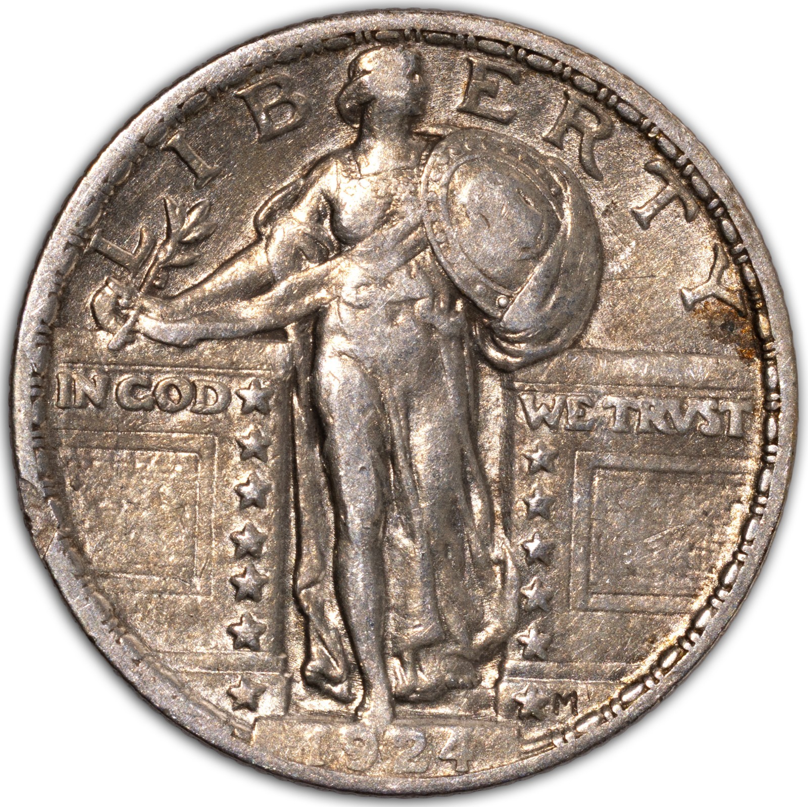 1924-P Philadelphia Standing Liberty Quarter SLQ 25c XF/AU+