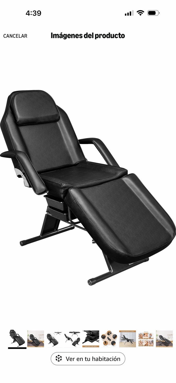 Adjustable Foldable Portable Black Massage Chair Faux Leather Metal 72" x 27.6"