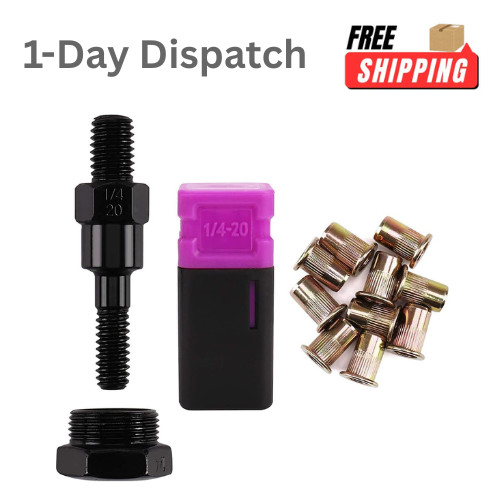 Amjoy 1/4-20 Rivet Nut Tool Mandrel + 10 Rivet Nuts Nutsert Accessories