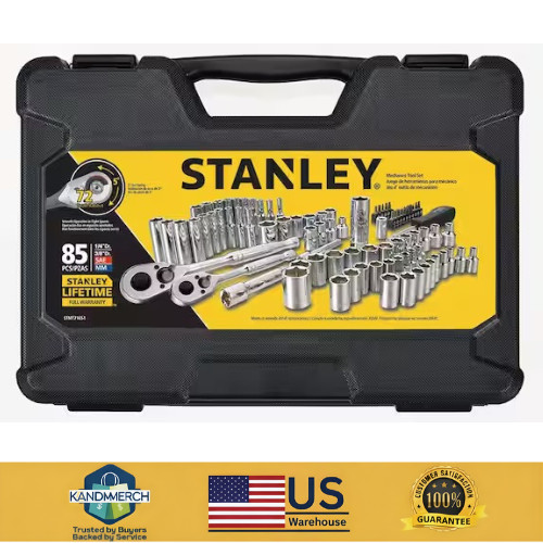 SAE Metric 85-Piece Mechanics Tool Set Ratchet Socket Set 1/4 in 3/8 in