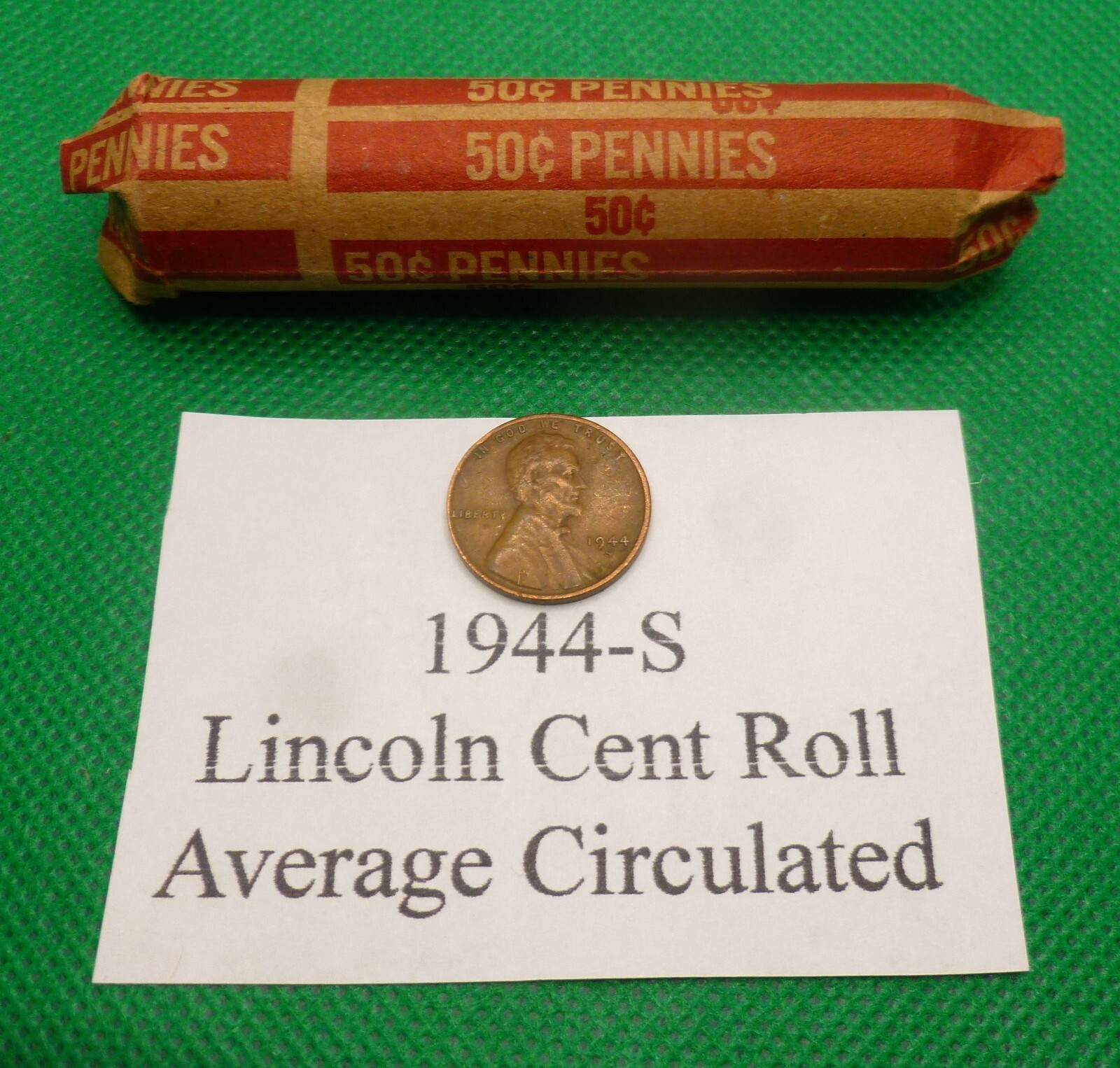 1944-S  Lincoln Cent Roll  #F07-44s Roll   Average Circulated Coins