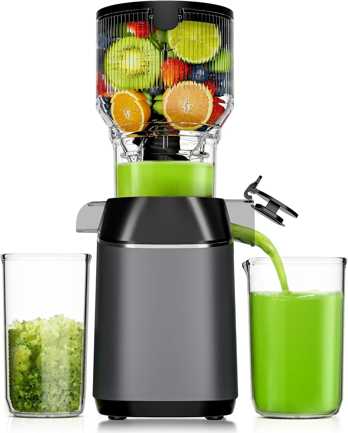 Cold Press Juicer Machines,  5.8" Wide Feed Chute, Slow Masticating Juicer for W