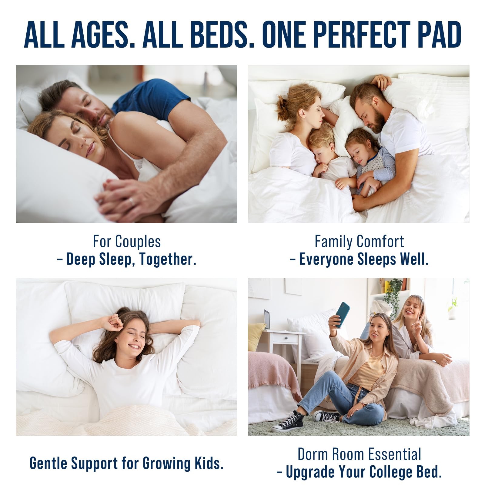 OLANLY King Quilted Fitted Mattress Pad, Elastic King, Off White