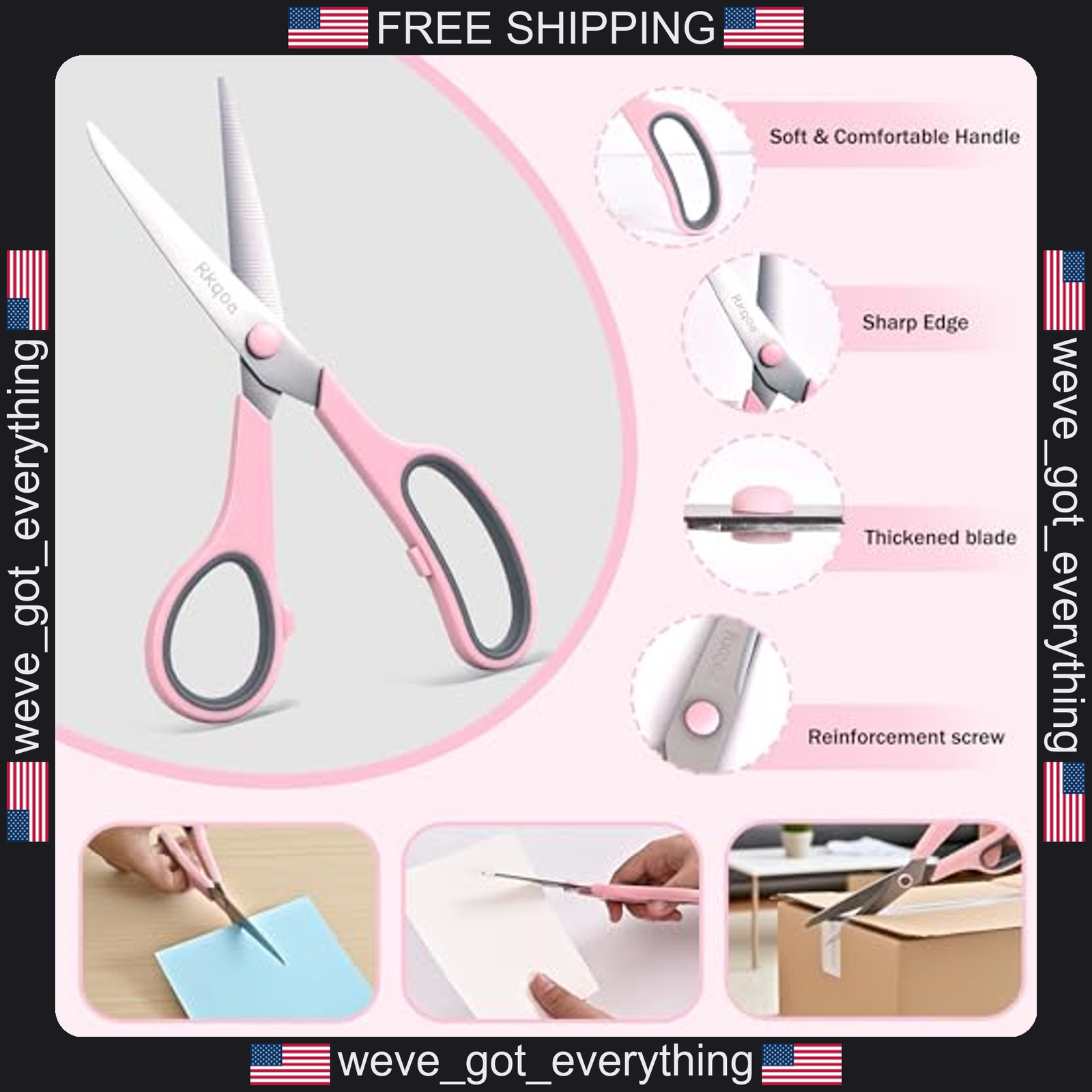 24 Black All Purpose Scissors for Office School Crafts