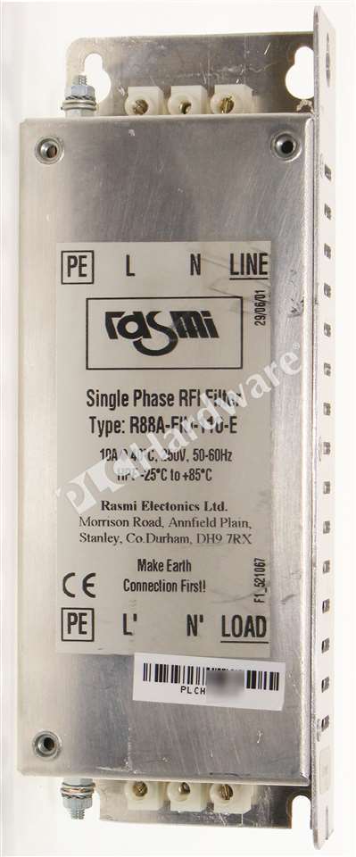 Rasmi R88A-FIU-110-E Single Phase RFI Filter 10A 40 deg C 250V 50-60Hz Qty