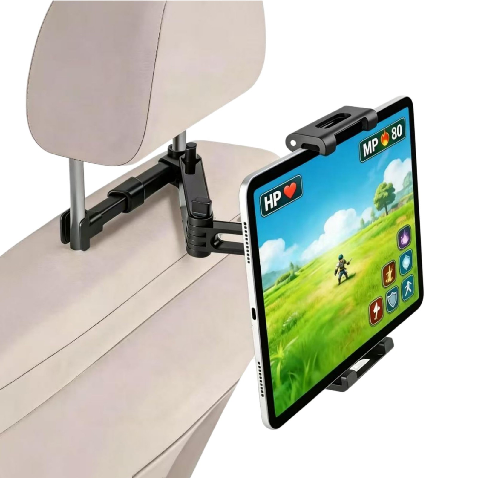 AIOYE 360Adjustable iPad Car Tablet Holder - Back Seat for Kids & Black