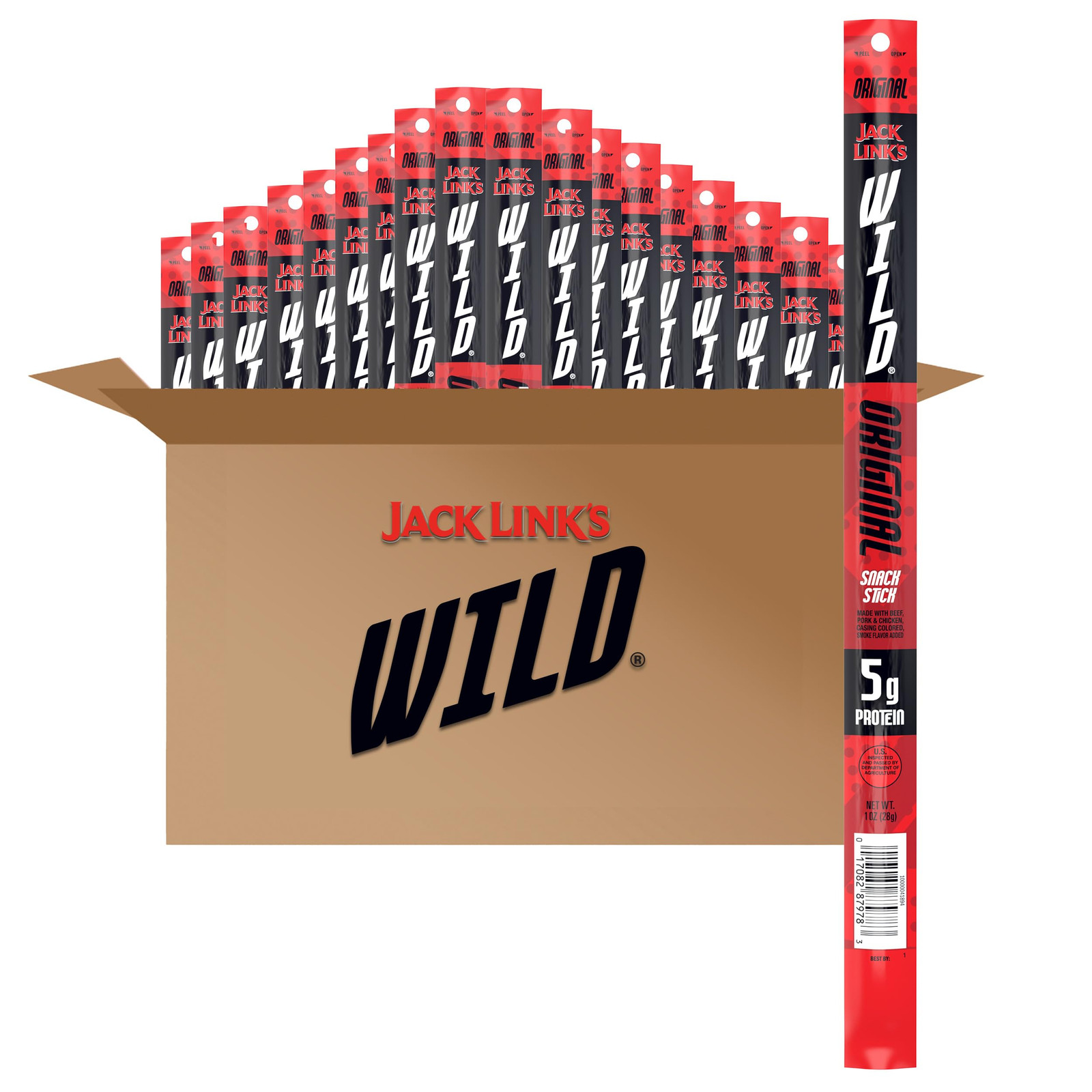 Jack Link's 20 Count Original Wild Beef Sticks High Protein Snack Sticks