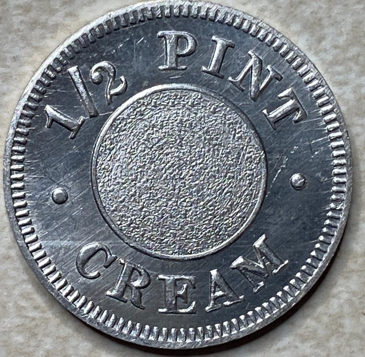 T9263 1/2 Pint Cream, Unknown  Anillo Restrike Arcade Token