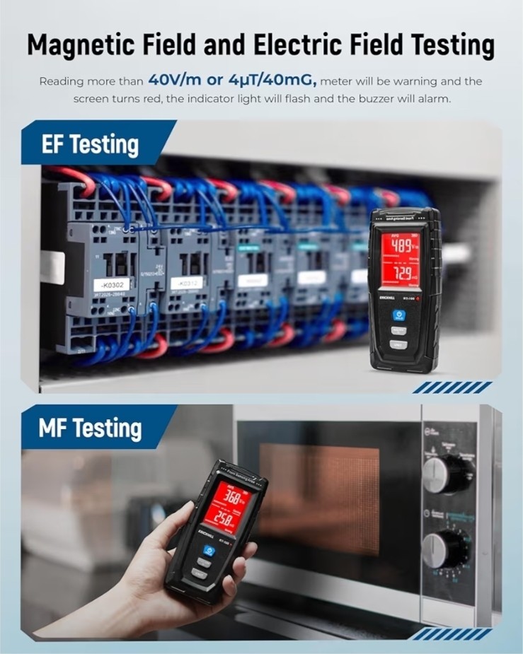 ERICKHILL EMF Meter, Rechargeable Digital Electromagnetic Field Radiation...
