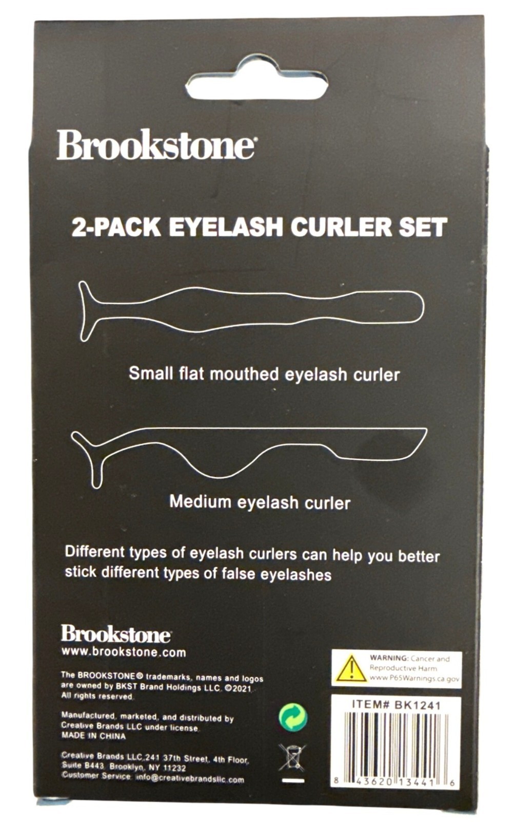 Brookstone Salon Grade 2 pc Eyelash Curler Set Anodized Steel -Flat Mouth+Medium