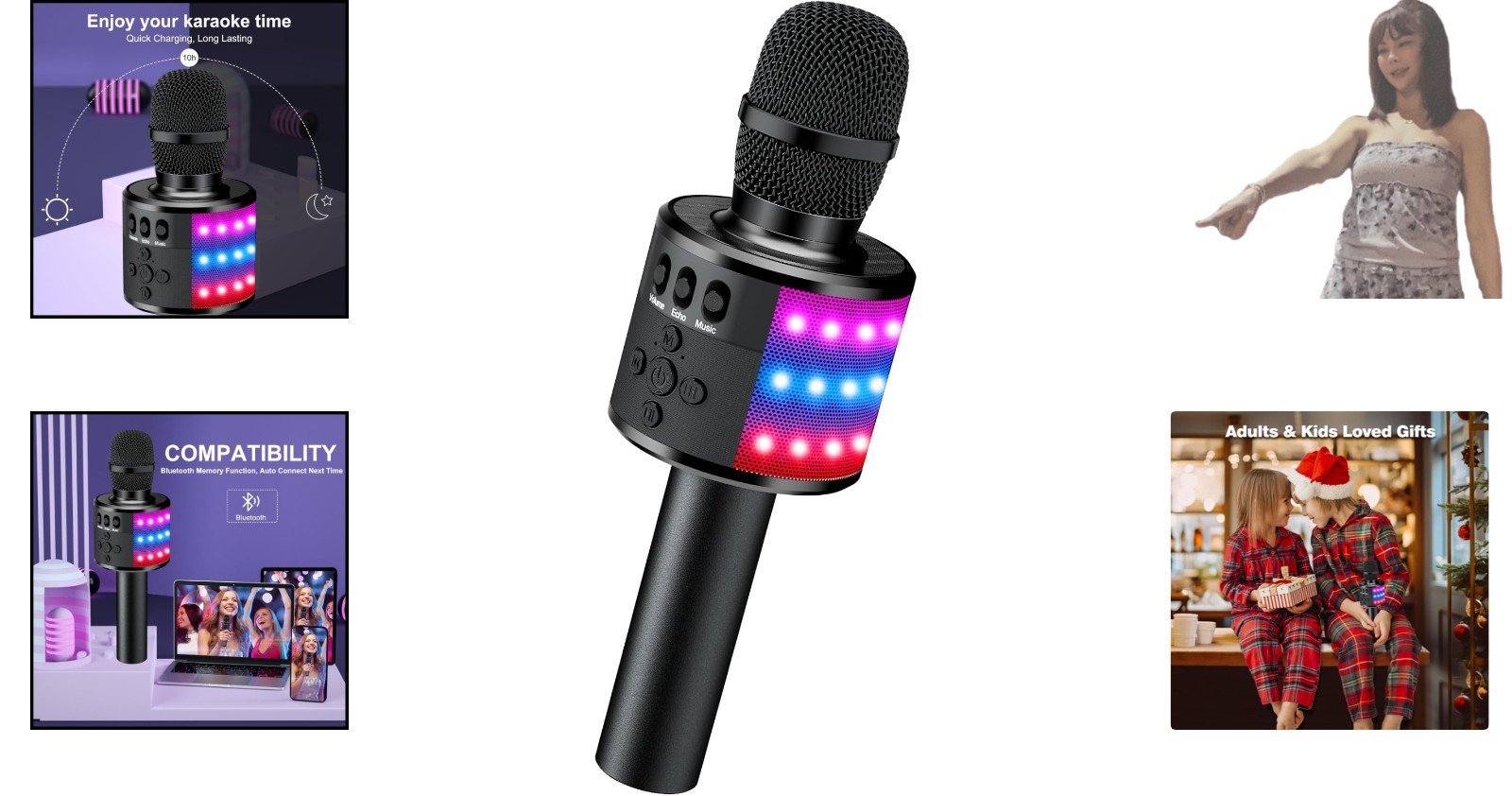 Ultimate Bluetooth Karaoke Microphone for Parties - LED Light Show, Compact Size