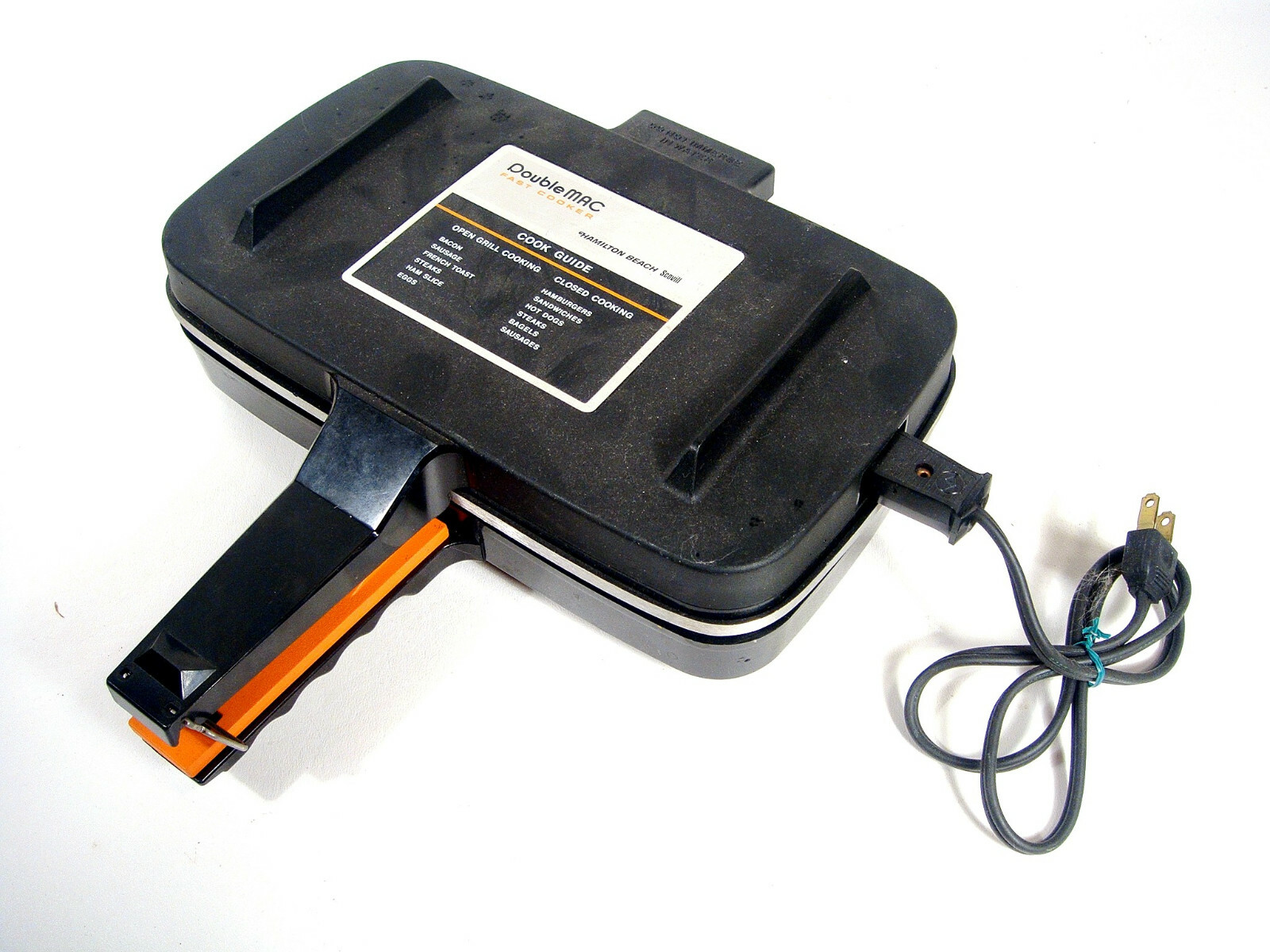 Vintage Hamilton Beach Double Mac Fast Cooker Grill Hamburger Open Closed Type