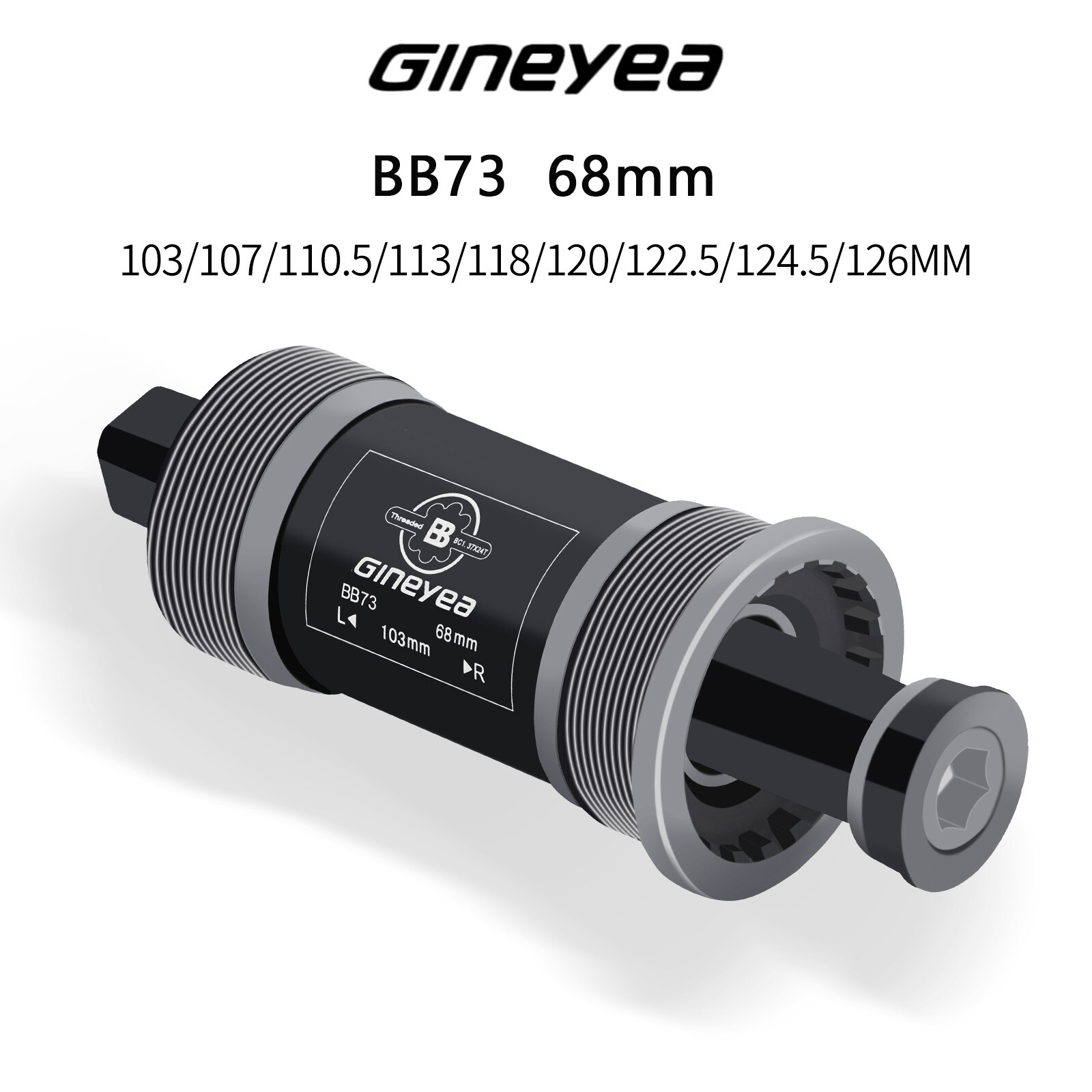 GINEYEA Square Taper Bottom Bracket Threaded 68mm MTB Mountain Bike 103-126mm