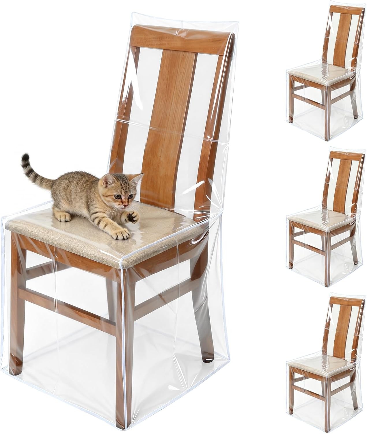 4 Pack Stain Water & Kitty Scratch Resistant Clear Dining Chair