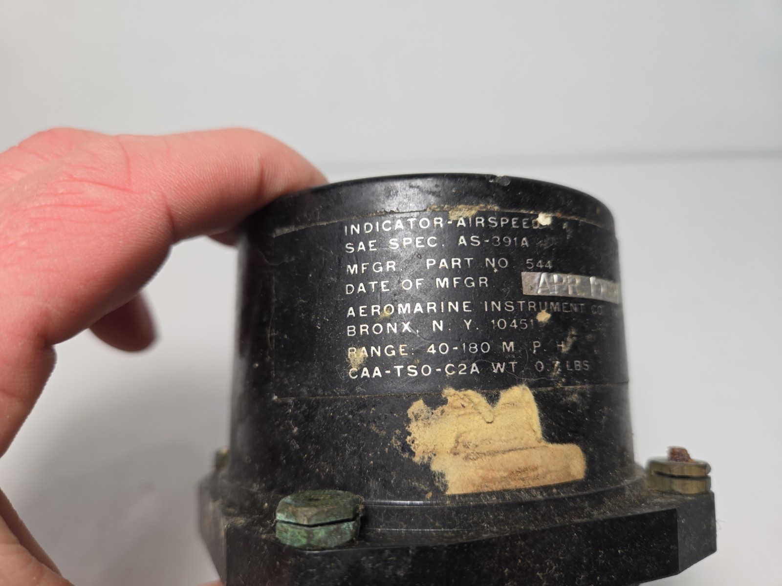 AEROMARINE INSTRUMENTS AIRSPEED INDICATOR P/N AS-391A