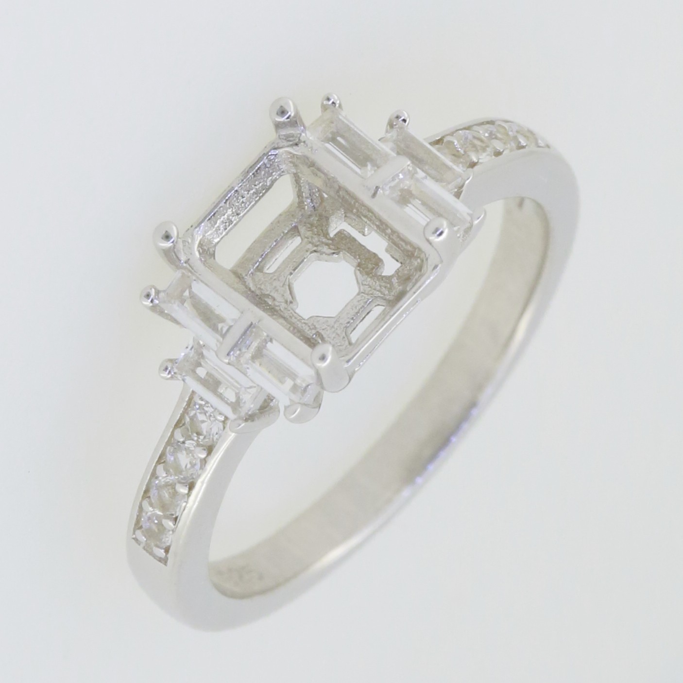 Sterling Silver Semi Mount Ring Setting Pear Cut PE 6x4mm Bypass Ring