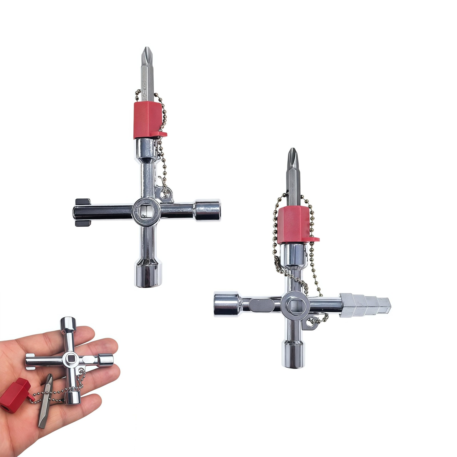 2pcs 4-in-1 Universal Utility Key, Zinc Alloy Plumber Electrical Tools, Durab...