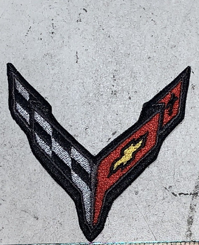 Embroidered Corvette C8 Patch Iron On and/or Sew On  4 inch wide BIG