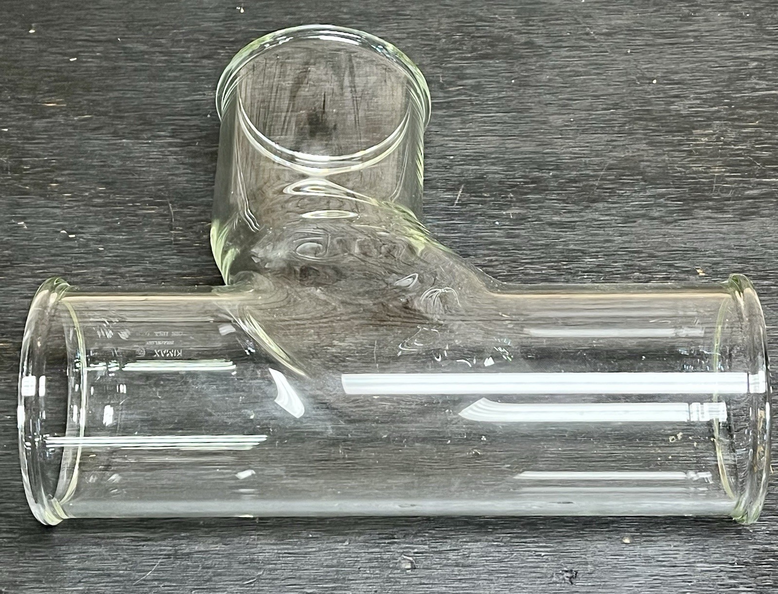 VINTAGE SCHOTT KIMAX GLASS PIPE DRAINLINE T FITTING 4" ID x 14" LENGTH PLUMBING