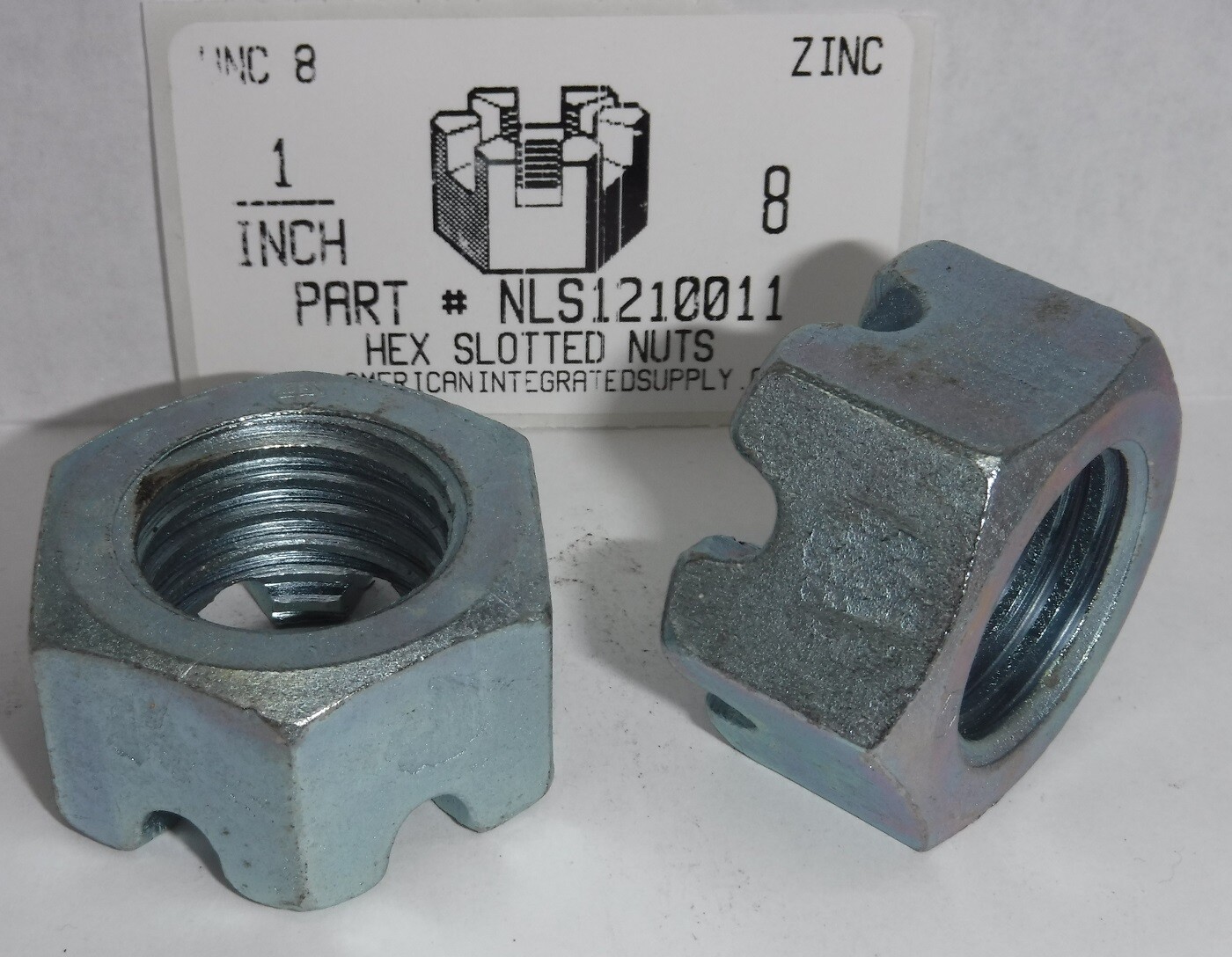 1"-8 HEX SLOTTED NUTS STEEL ZINC PLATED (10)