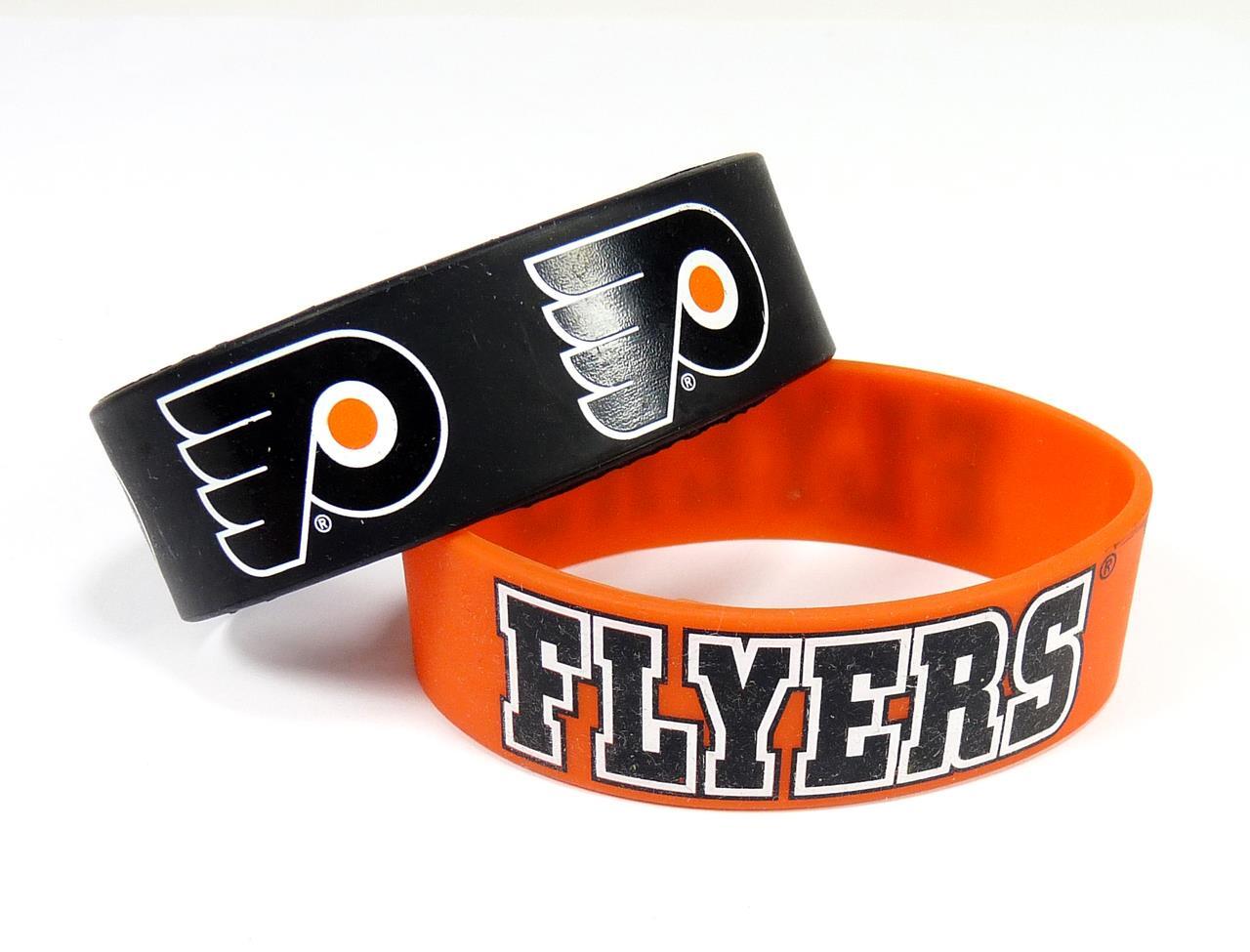 Philadelphia Flyers Silicone Bracelets 2 Pack Wide [NEW] NHL Jewelry Bracelet