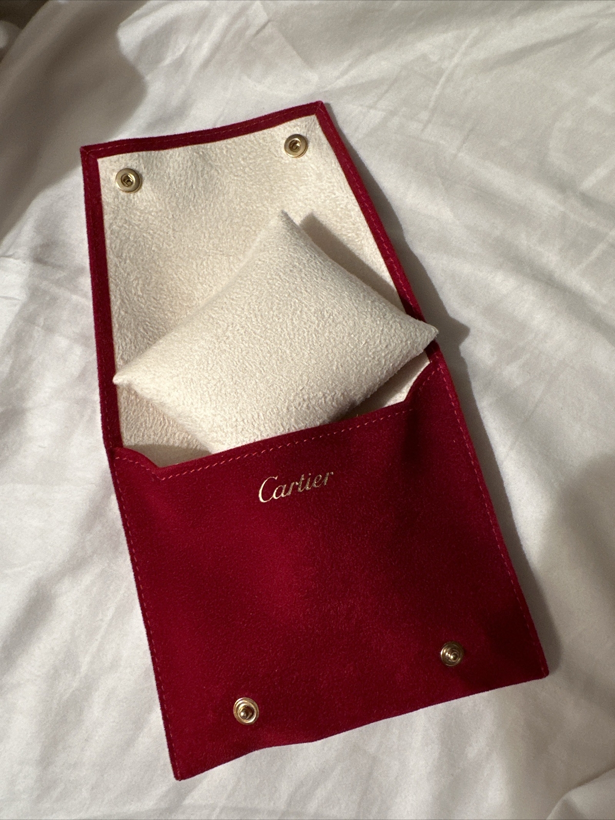 CARTIER Travel Watch  Pouch & Cushion Red Suede 2 pockets